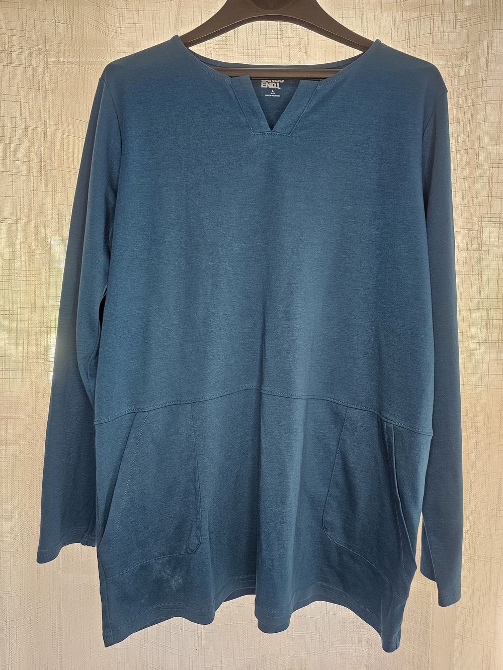 Lands' End Teal Long Sleeve V-Notch Tunic